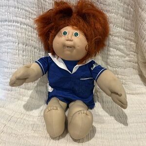 Vintage ‘Real’ Red-Haired Cabbage Patch Doll in Blue Sailor Outfit